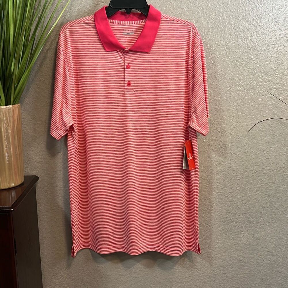 MS15 BCG Men’s pink/white short sleeve golf shirt size extra large